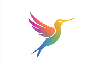 Obraz premium Logo design, hummingbird simple line art style on white background