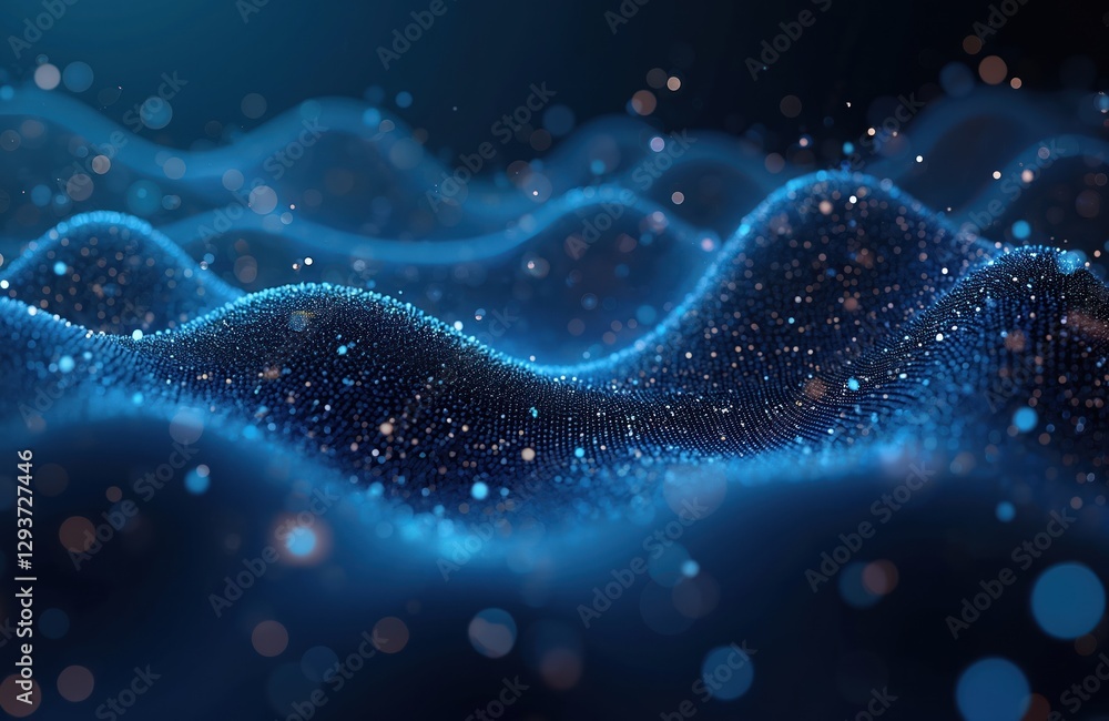 Aufkleber abstract dark blue tech background with connecting dots, bokeh effect. futuristic illustration of po