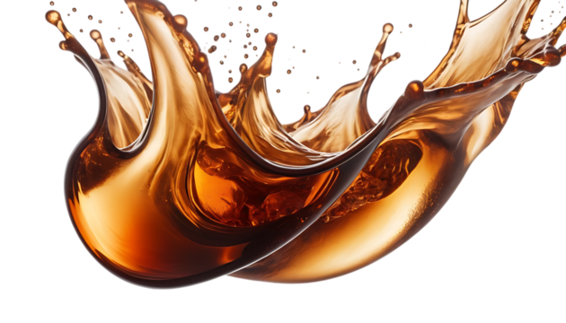 cascading liquid brown soda or tea splash frozen in an abstract futuristic 3d texture