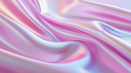 Fototapeta premium Soft iridescent fabric in pastel pink and white hues.
