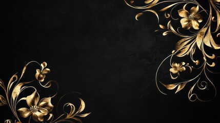 Ornate gold floral design on dark background