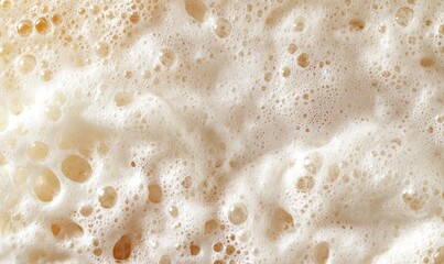 Barley-based beer foam, top view, macro photography