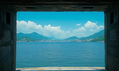 Fototapeta premium Stunning Lake View Framed by Stone Archway