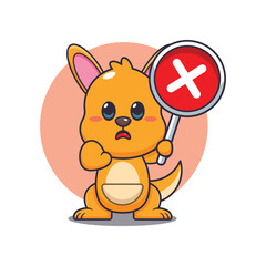 Kangaroo cartoon vector illustration with wrong sign.