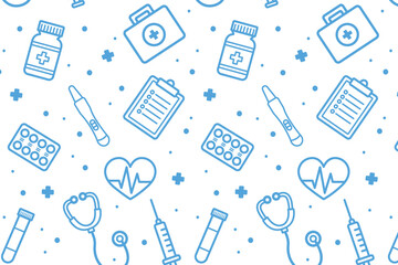 Medical instruments pattern. Laboratory. Diagnostics. Vector illustration in flat style