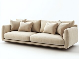 Fototapeta premium 3D Render of a Beige Fabric Sofa in a Minimalist Living Room 