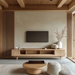 A modern interior with television and other aesthetic furniture