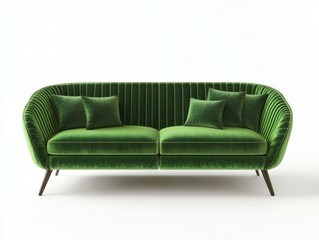 Fototapeta premium Stylish green velvet couch in a high-end interior 