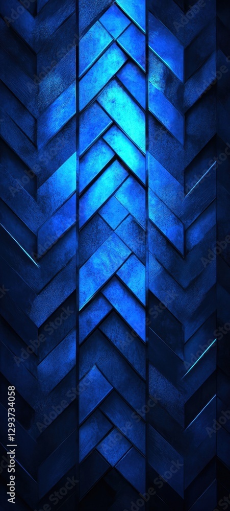 Poster blue metallic herringbone pattern creating modern background design