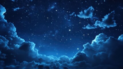 Night sky with clouds, starry, serene, tranquil atmosphere, beautiful background