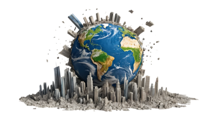 A world that is collapsing and disintegrating the concept isolated on png 