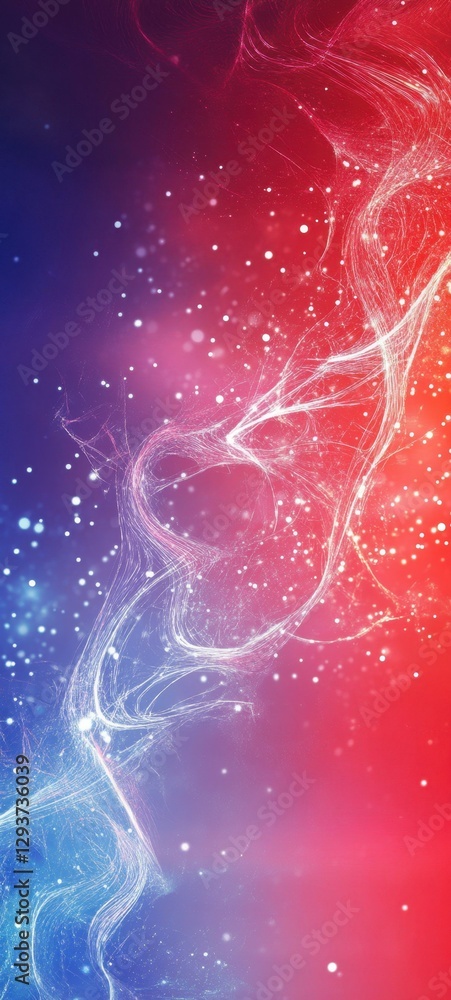 Poster abstract energy flowing through colorful space with sparkling particles