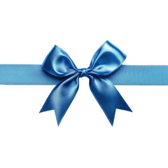 A beautiful royal blue satin ribbon bow on transparent background 