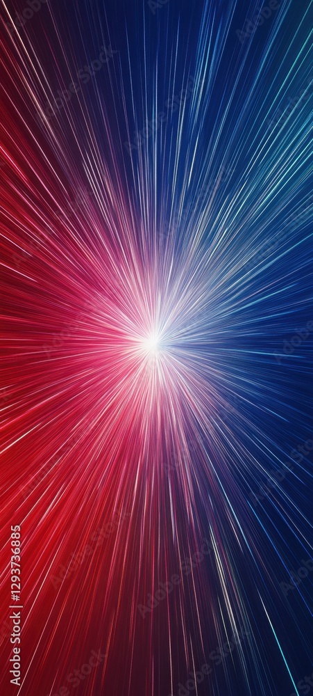 Poster abstract speed motion background showing red and blue light rays converging into white light