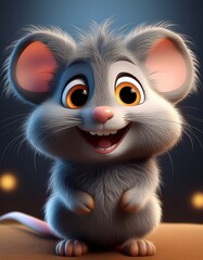 Fototapeta premium little grey mouse with big eyes