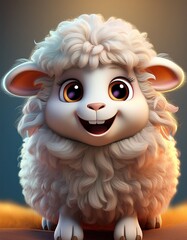 fluffy sheep with big eyes