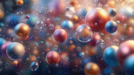 Colorful spheres floating, vibrant background, digital art, website banner