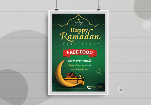 Green Color Ramadan Iftar Party Poster Design