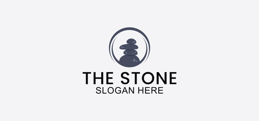 Obraz premium natural stone vector logo, smooth stone logo template designed for spa, fitness, beauty salon and meditation symbol design with modern minimalist, elegant and clean style