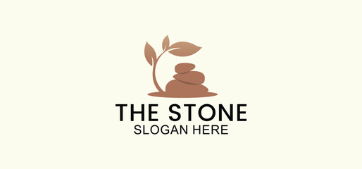 natural stone vector logo, smooth stone logo template designed for spa, fitness, beauty salon and meditation symbol design with modern minimalist, elegant and clean style
