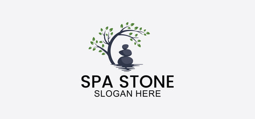 Obraz premium natural stone vector logo, smooth stone logo template designed for spa, fitness, beauty salon and meditation symbol design with modern minimalist, elegant and clean style