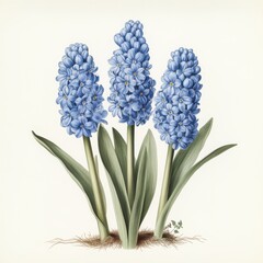 Obraz premium Blue hyacinth isolated on white background, Spring flowers, Vintage hyacinth