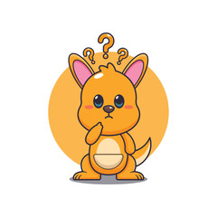 Kangaroo cartoon vector illustration is confused.