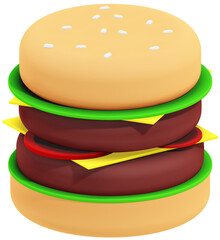 Delicious Three-Layered Burger with Fresh Ingredients