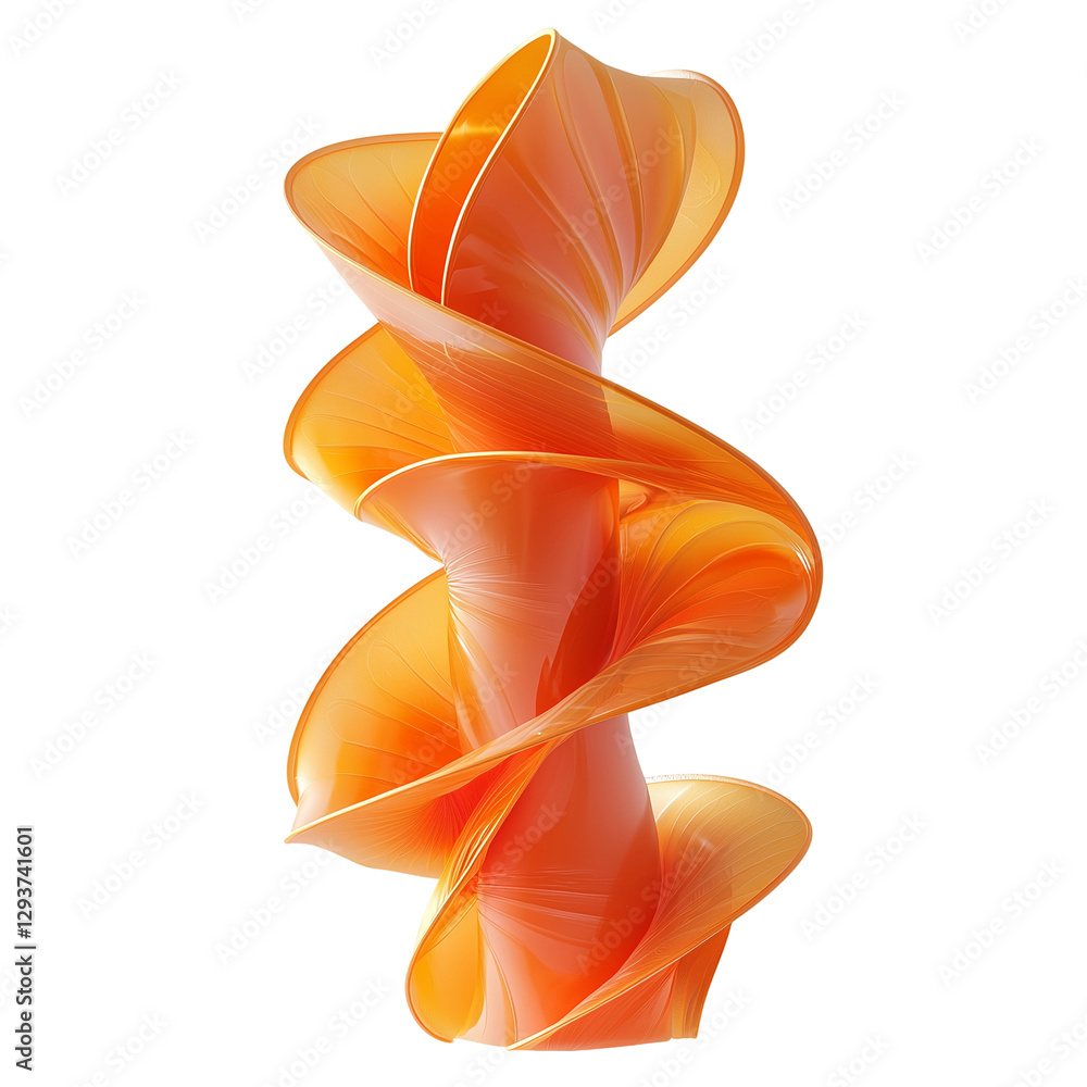Poster abstract orange spiral design modern art 3d wave style vivid isolated on transparent background
