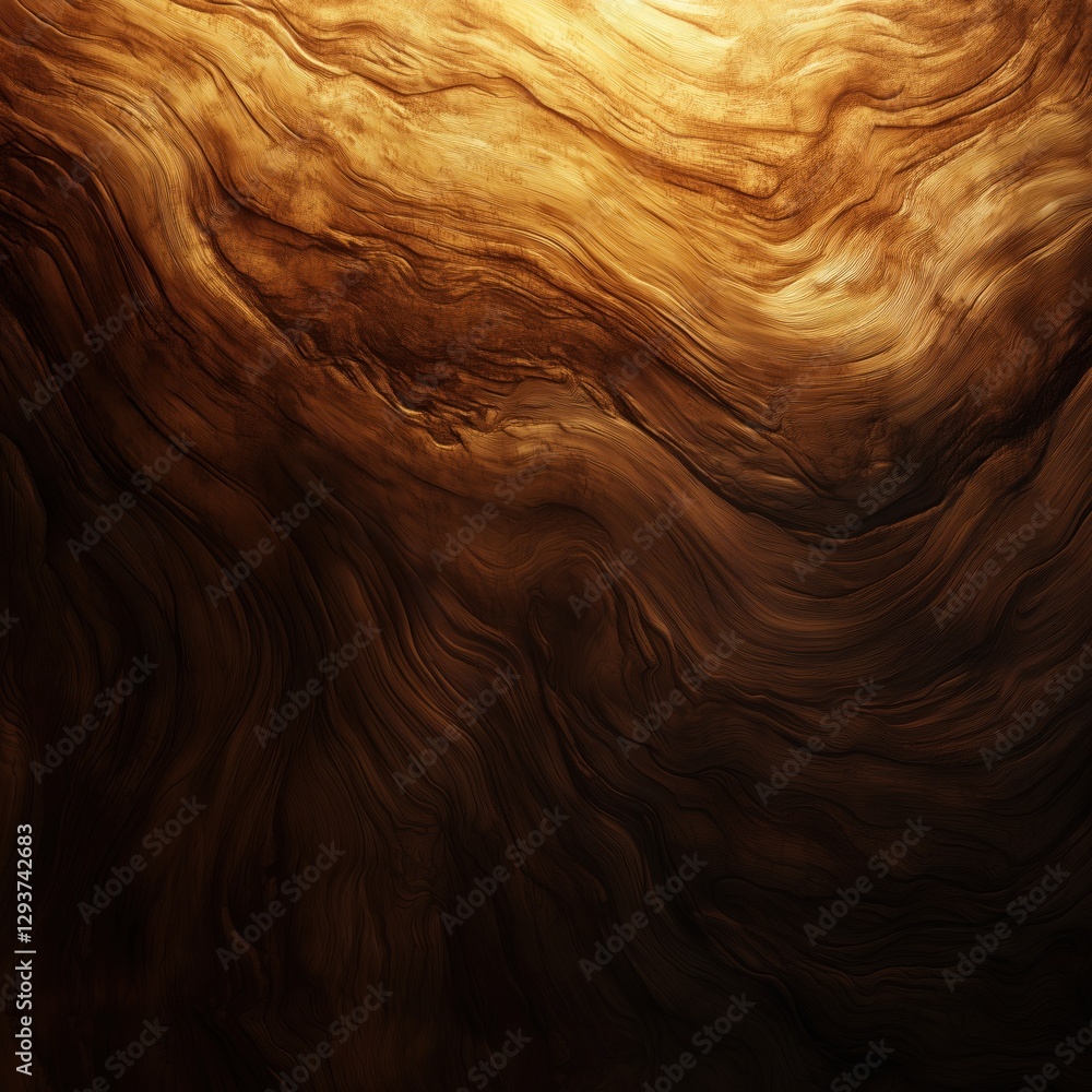 Poster abstract brown and gold textured background with flowing wave patterns, copy space for text