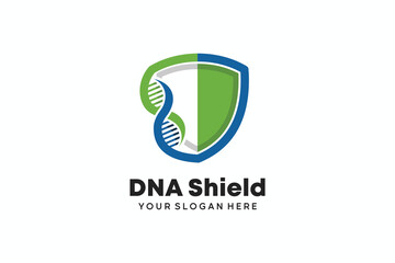 DNA logo design with a combination of shield icon symbols
