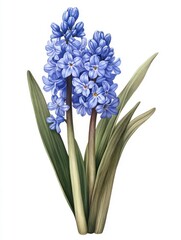 Fototapeta premium Blue hyacinth isolated on white background, Spring flowers, Vintage hyacinth