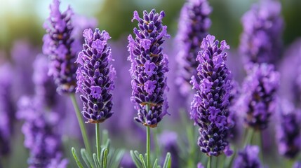 Obraz premium Purple Lavender Blossoms in Field