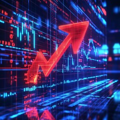 Rising stock market graph with financial data