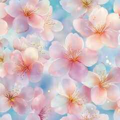 Soft pastel cherry blossom floral pattern with dreamy background