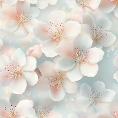 Soft pastel cherry blossom floral pattern with dreamy background