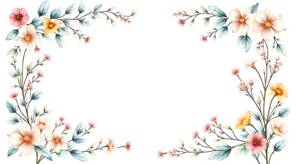 Botanical Wedding Invitation Border with Elegant Florals