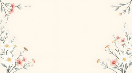 Obraz premium Botanical Wedding Invitation Border with Elegant Florals