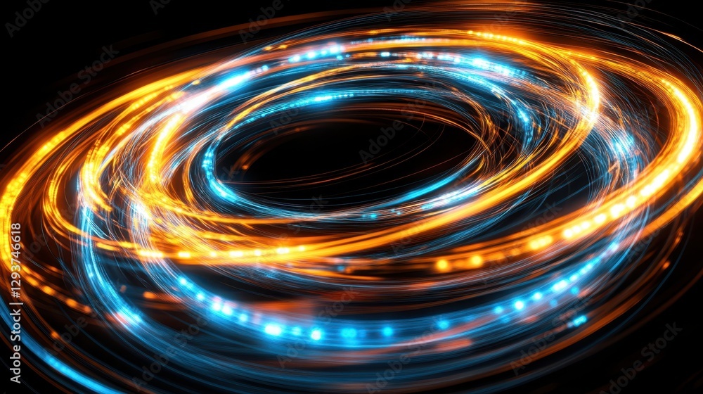Poster a mesmerizing close-up view of a luminous spiral against a dark background, showcasing intricate pat