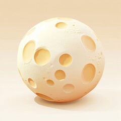 Fototapeta premium 3D Render of a Spherical Abstract Form with Circular Cutouts, Beige Color Palette, Digital Art, Abstract Moon Concept 3D render, abstract art
