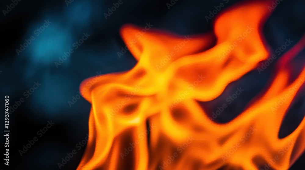 Poster bright flames illuminate the darkness, creating a striking contrast against a solid black backdrop, 