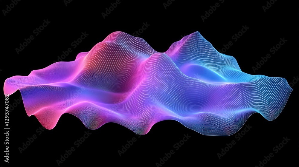 Poster abstract waveforms in vibrant colors create a dynamic visual experience against a dark backdrop