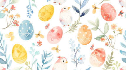 Spring Easter watercolor digital paper