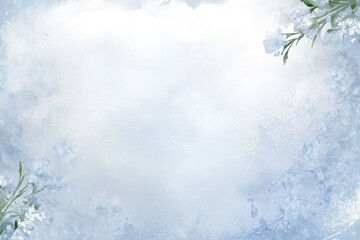 Blue Watercolor Floral Frame Soft Pastel Background, Corner Flowers, Winter Concept, Digital Painting, Watercolor texture. Winter, Floral