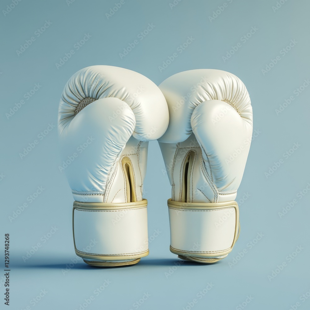 Poster clean and minimalist 3d rendering of boxing gloves on light background