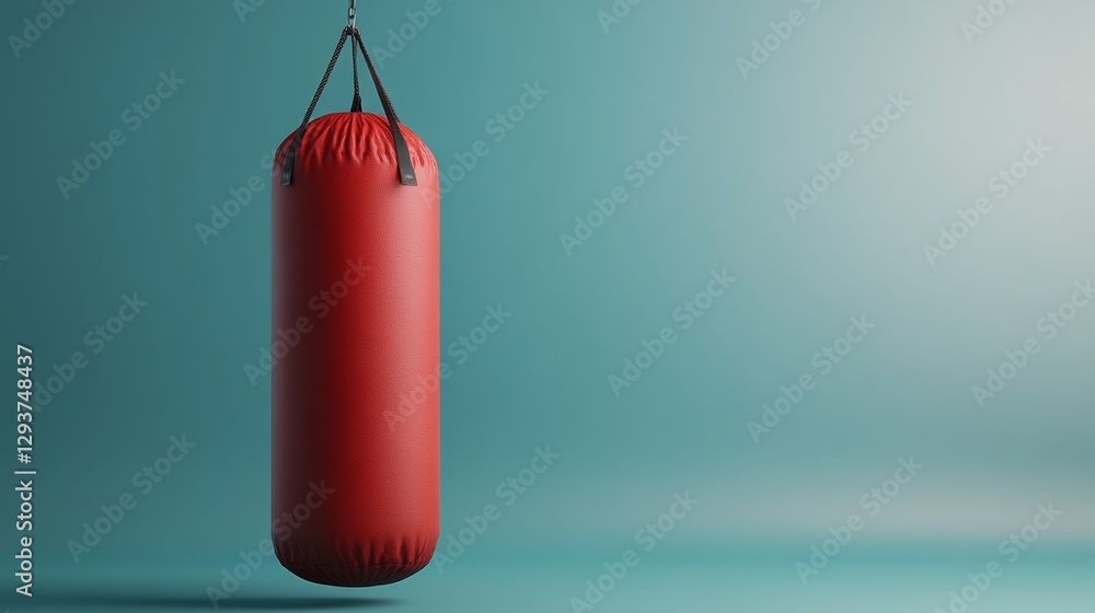 Poster minimalist 3d rendering of isolated punching bag on clean background