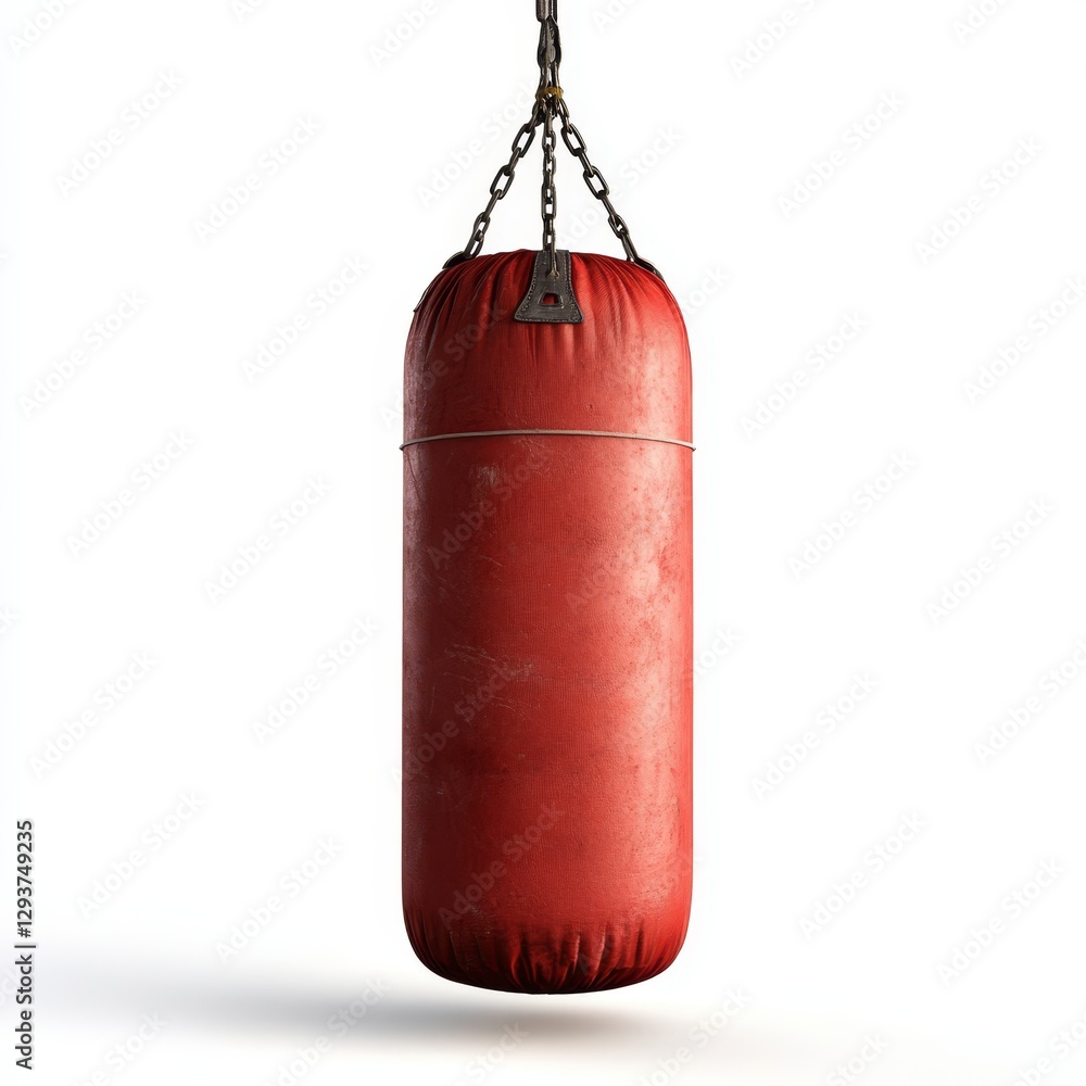 Poster isolated 3d render of a single boxing punch bag hanging object