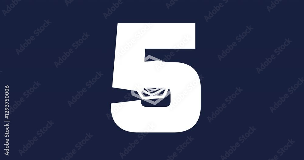 Poster animation with numbers and geometric shapes on dark blue background