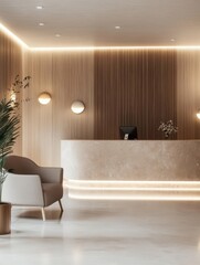 An elegant reception area featuring a stylish minimalist design