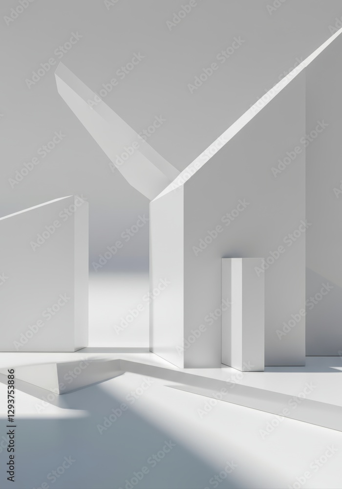 Poster abstract geometric shapes in a minimalist white setting